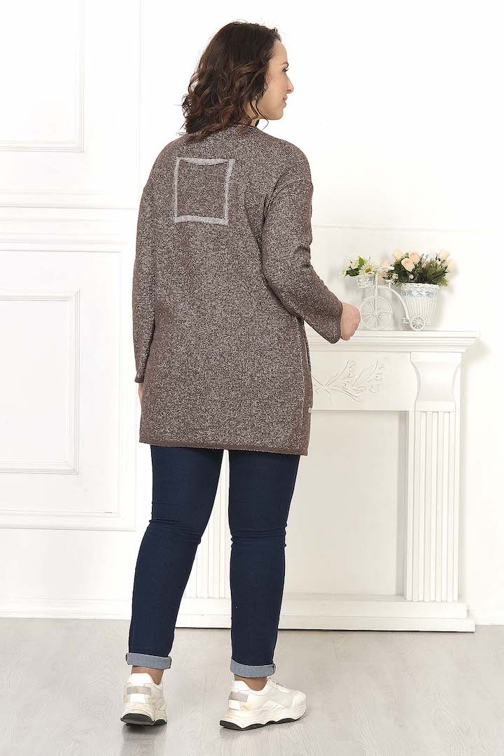 Фото товара 18967, коричневый вязаный кардиган